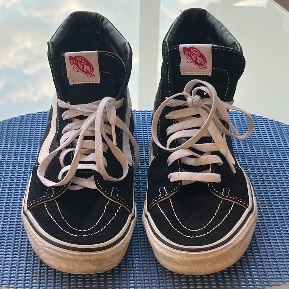 Vans Black and White High-Top Skate Sneakers